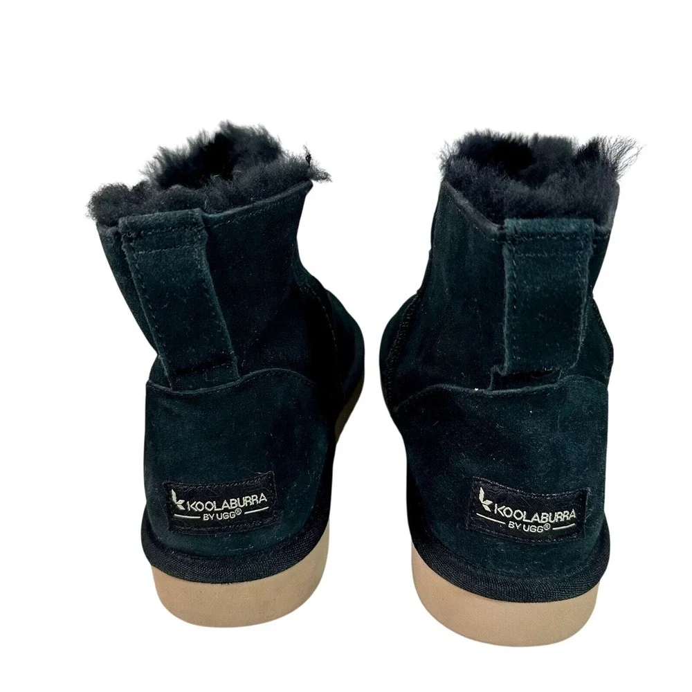 Koolaburra by UGG‎ Victoria Mini Black Suede Faux Fur Bow Boots 1015209 Womens 7